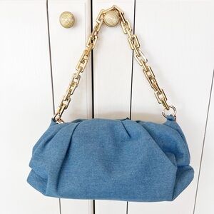 Blue Denim Chain-Handle Shoulder or Crossbody Bag NWOT